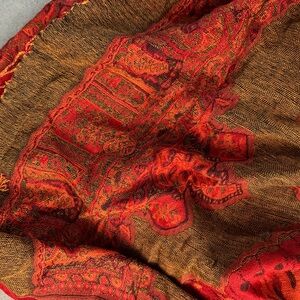 Red and Brown Patterned Scarf